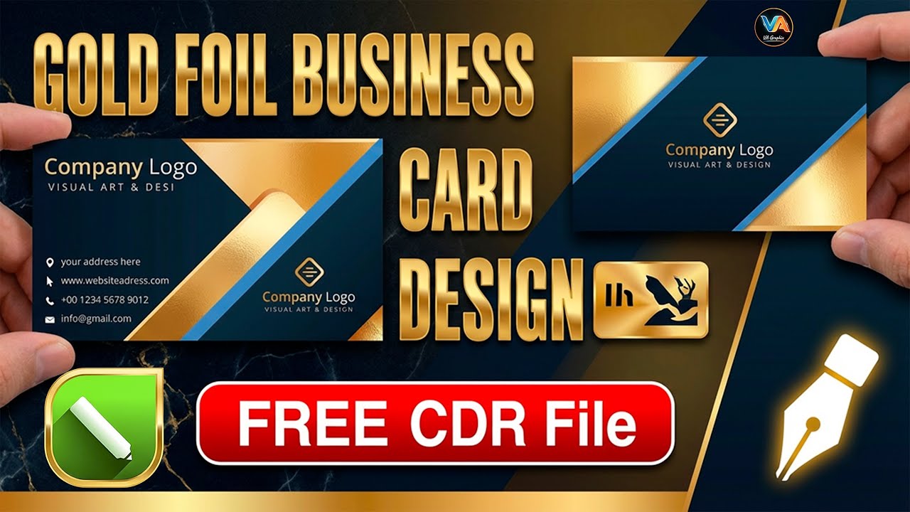 CorelDRAW Gold Foil Business Card Design | Luxury Visiting Card Tutorial Hindi | Free CDR File