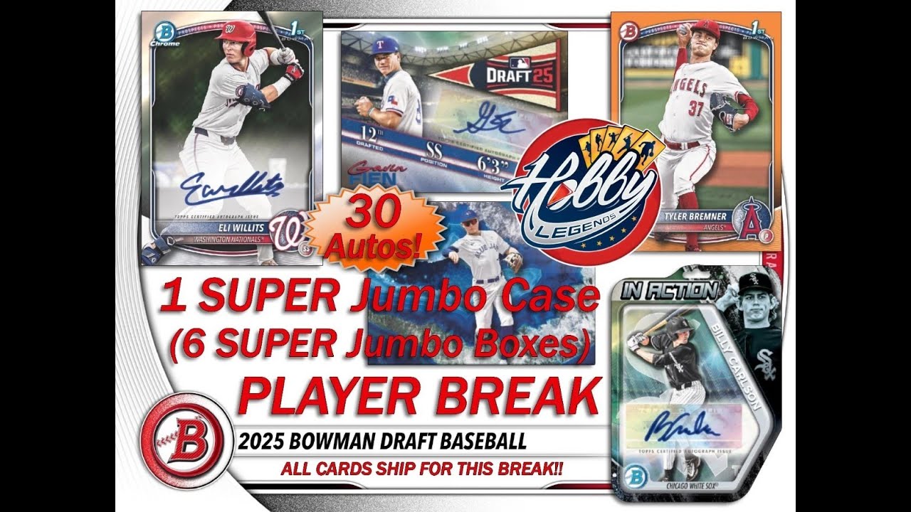 2025 Bowman Draft SUPER JUMBO 1 Case (6 Box) Player Break #6 eBay Live 01/29/26