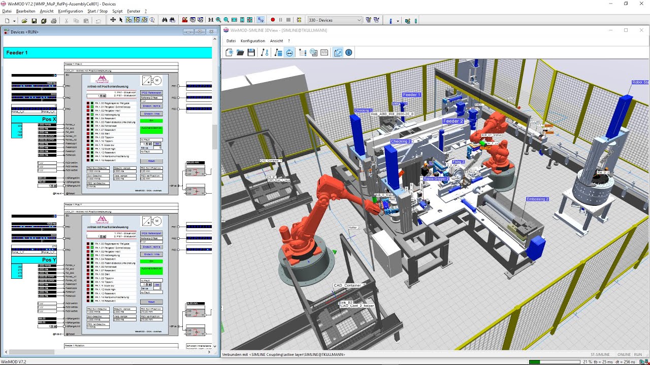 Virtual Commissioning for production technology with WinMOD