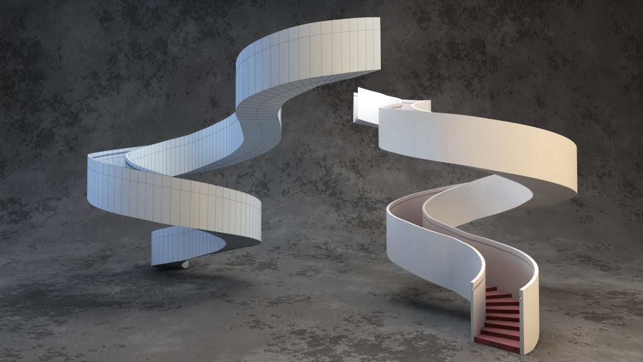 【Model tutorial】3dsmax Making a spiral staircase（Chinese explanation）