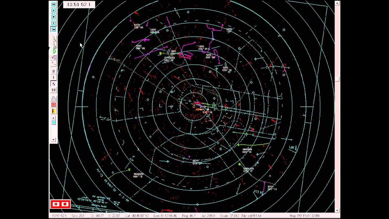 United 93 Radar ASR-9 Track KPIT with ATC recording