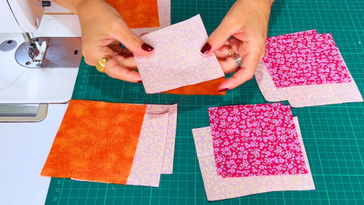 DESLUMBRANTE Bloco de PATCHWORK para COLCHA SÓ com Quadrados de Tecidos! 🤩