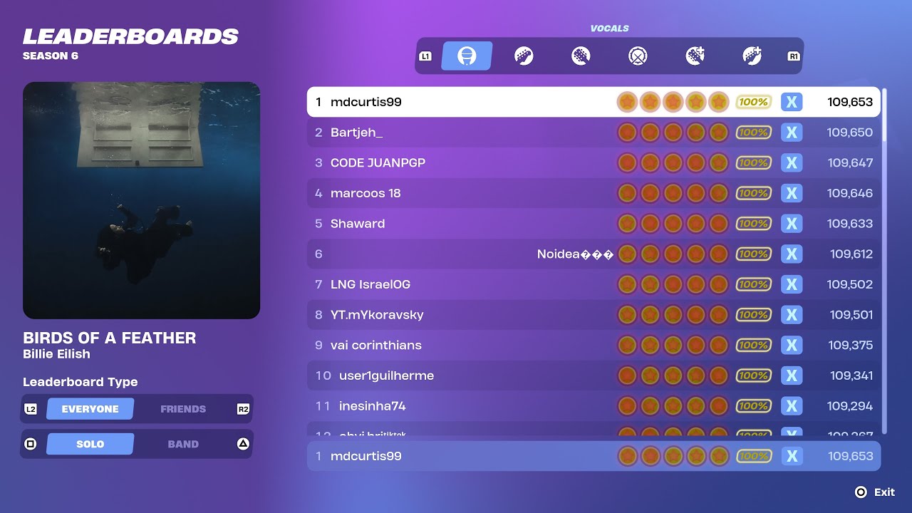 [Fortnite Festival S6] BIRDS OF A FEATHER Expert Vocals 100% FC 1st Place All Perfects