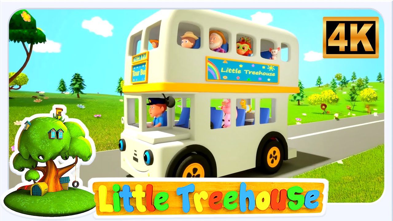 White Wheels on the Bus Kindergarten Nursery Rhyme & Song for Babies