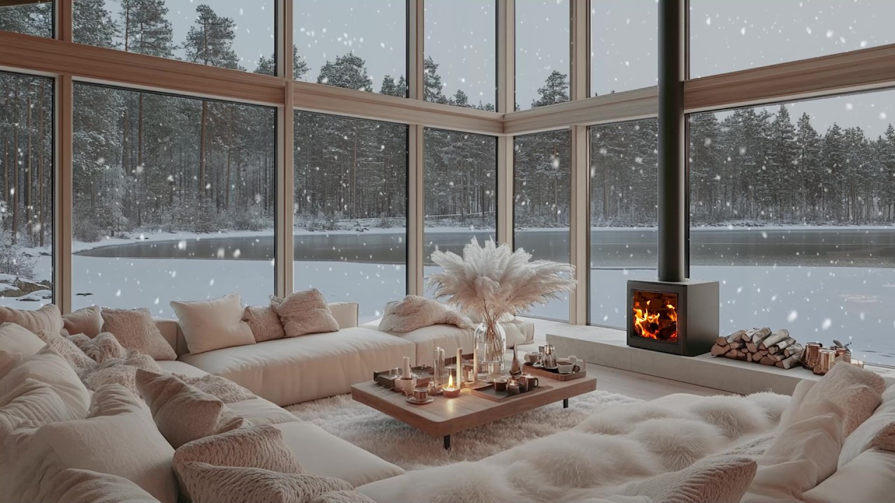 ❄️🎹 Winter Snow Piano Sanctuary | Fireplace Warm Glow & Soft Floral Decor | Focus Study Relax