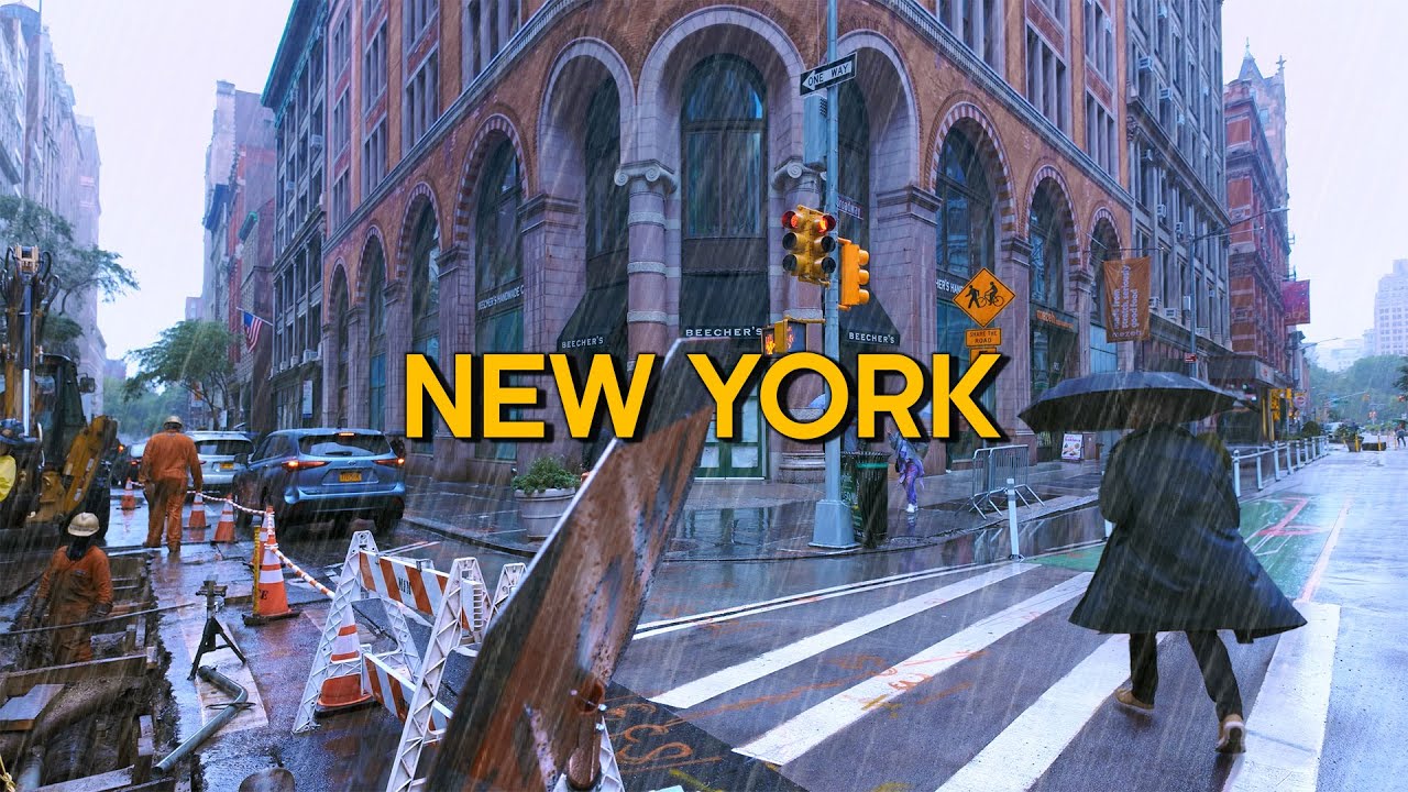 New York Rain Walk ☔️ Raining in Manhattan, Walking Tour 4K