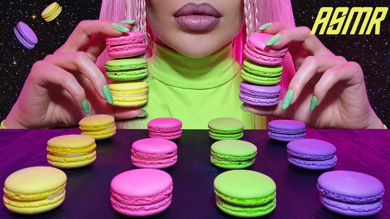 ASMR Galaxy Macarons Eating Show | Rainbow ASMR | Space Macarons Mukbang 먹방 4K | Fru Fru ASMR