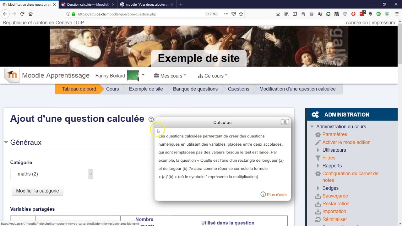 Moodle - trucs et astuces - questions calculées