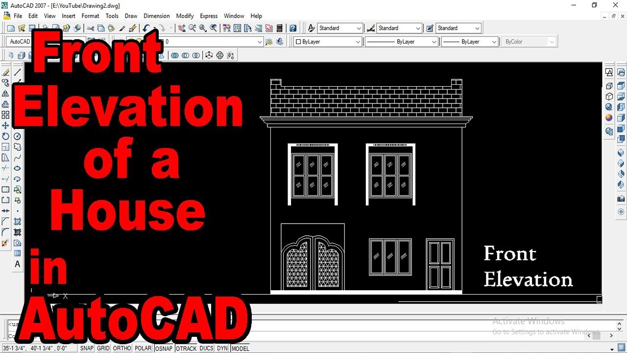 Front elevation in AutoCAD in hindi | Front elevation in AutoCAD 2d