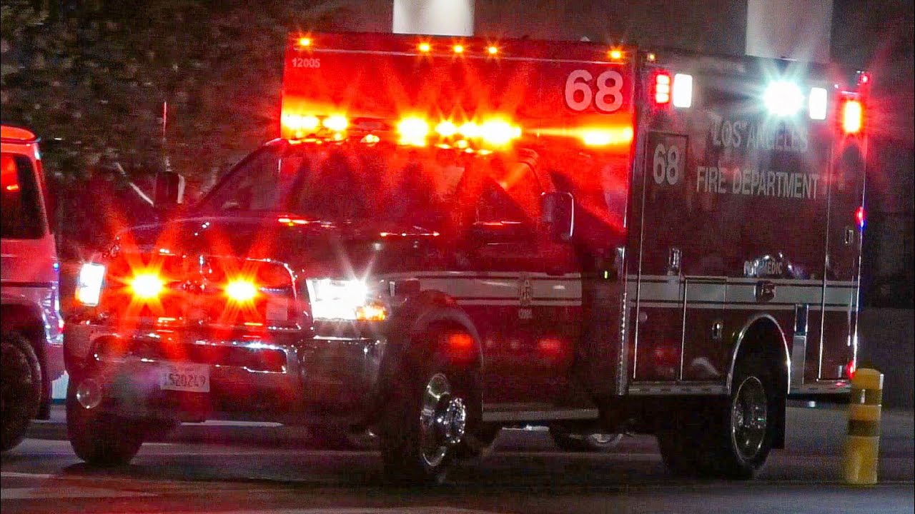 *EQ Yelp & Priority* LAFD Rescue 68, Engine 68 (reserve), EMS 11 (reserve), & Light Force 94