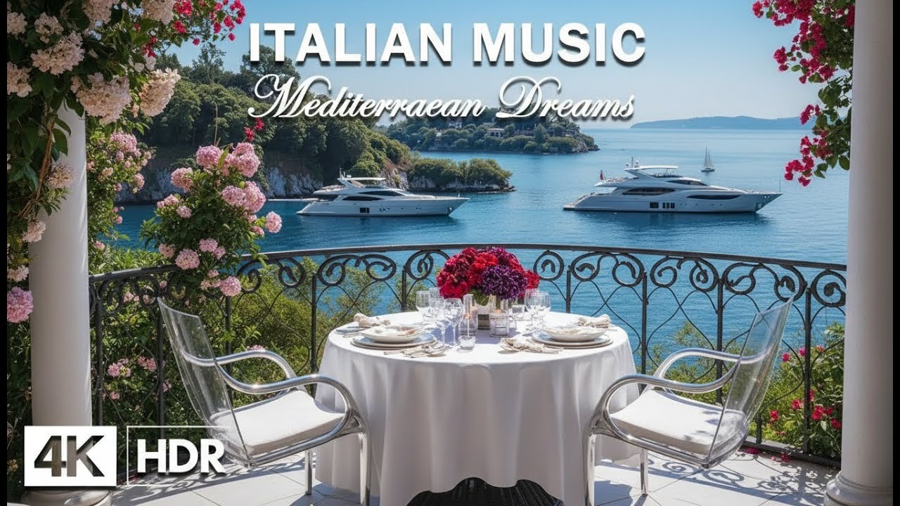 Romantic Mediterranean Vibes & Italian Music 🎶 3+ Hours Amalfi Coast & Tuscany Sunset 4K
