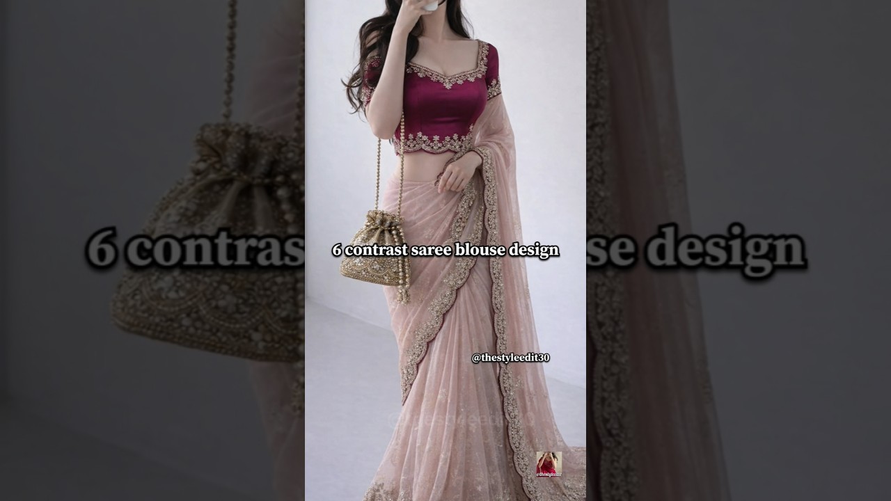 6 contrast saree blouse designs//saree blouse design 