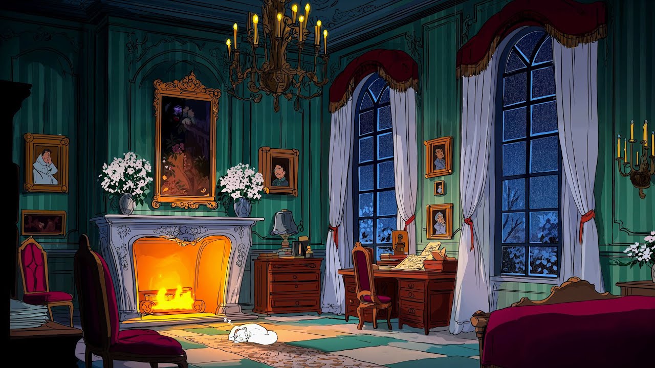 staying warm on a 1940s rainy night with oldies playing in another room