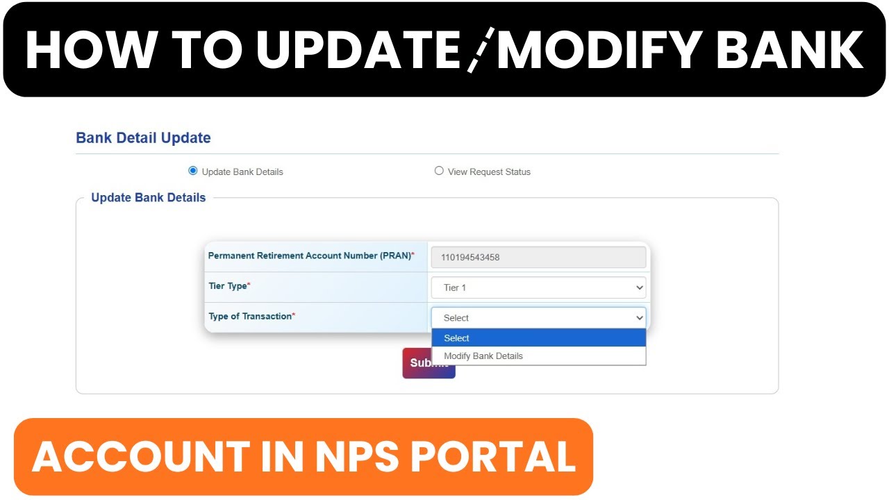 Как обновить банковский счет в NPS | Изменение банковского счета NPS онлайн