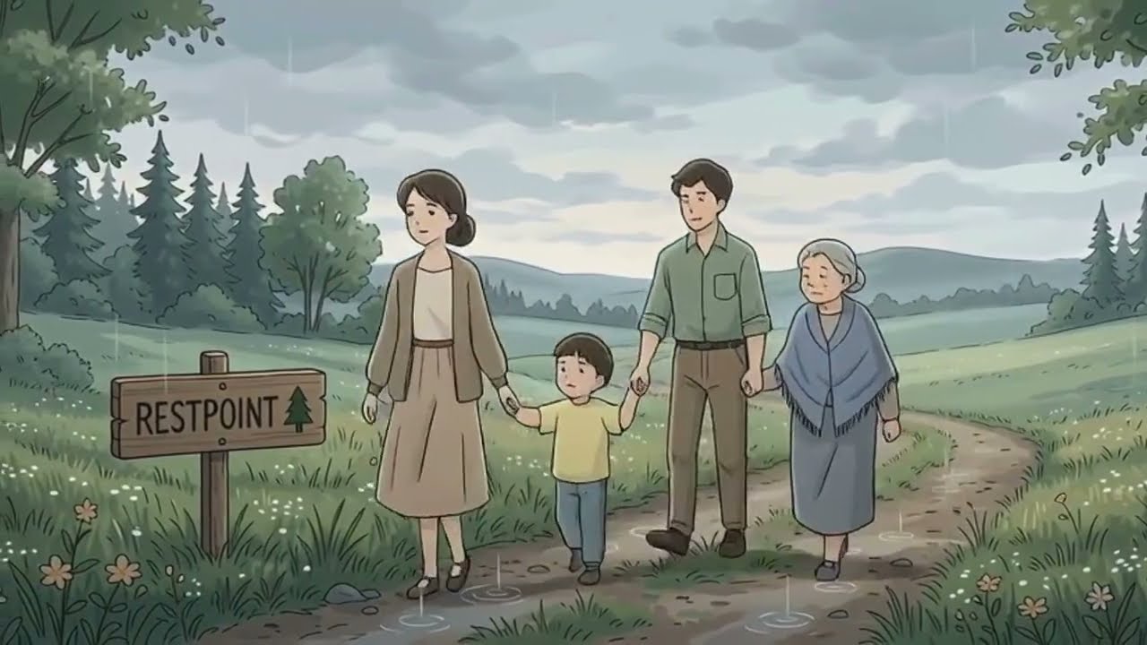 Shelter in the Rain ☁️ | Cozy Family in a Cave | Relaxing Ghibli Inspired Story