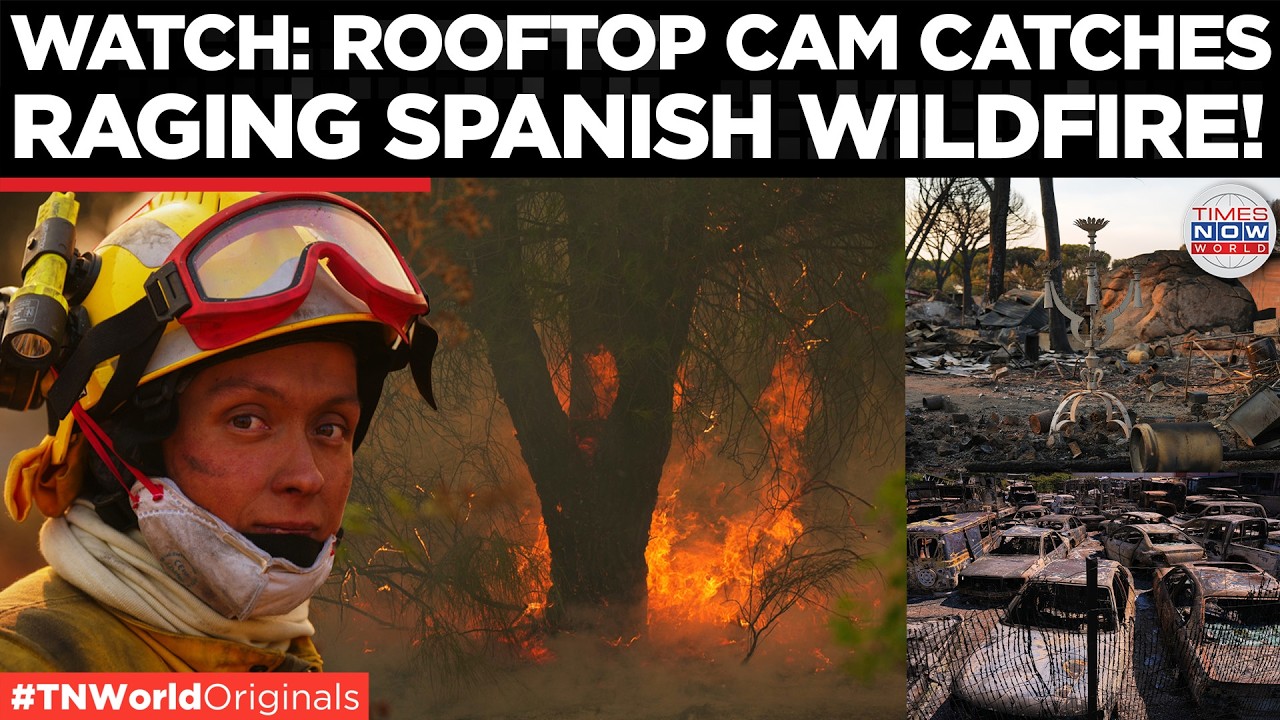 SPAIN WILDFIRE: Rooftop Camera Captures Rapid Spread as 79,000 Evacuate Madrid | Times Now World