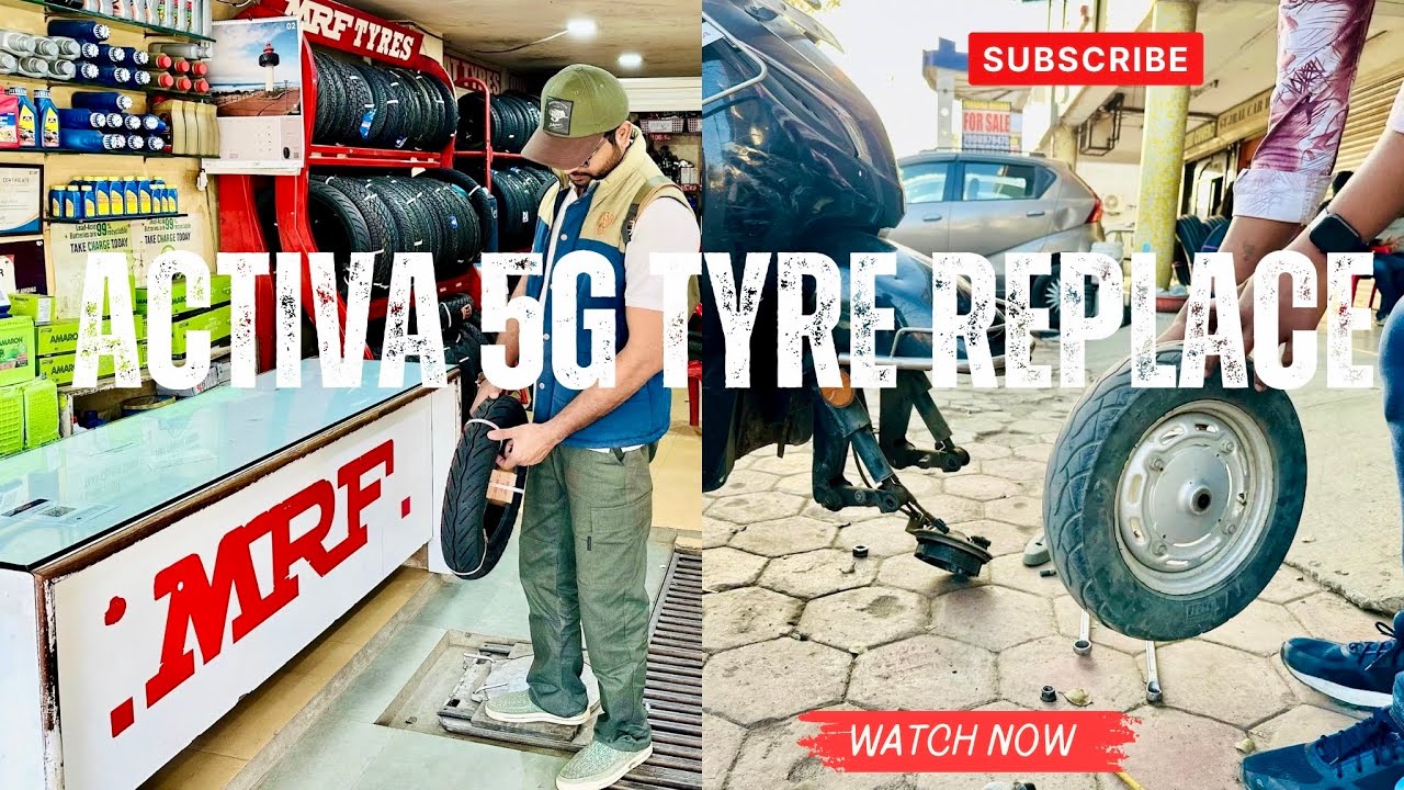 Activa 5G Ka Front Tyre Change Karna Pada | MRF Tyre lagvaya Activa 5G ka