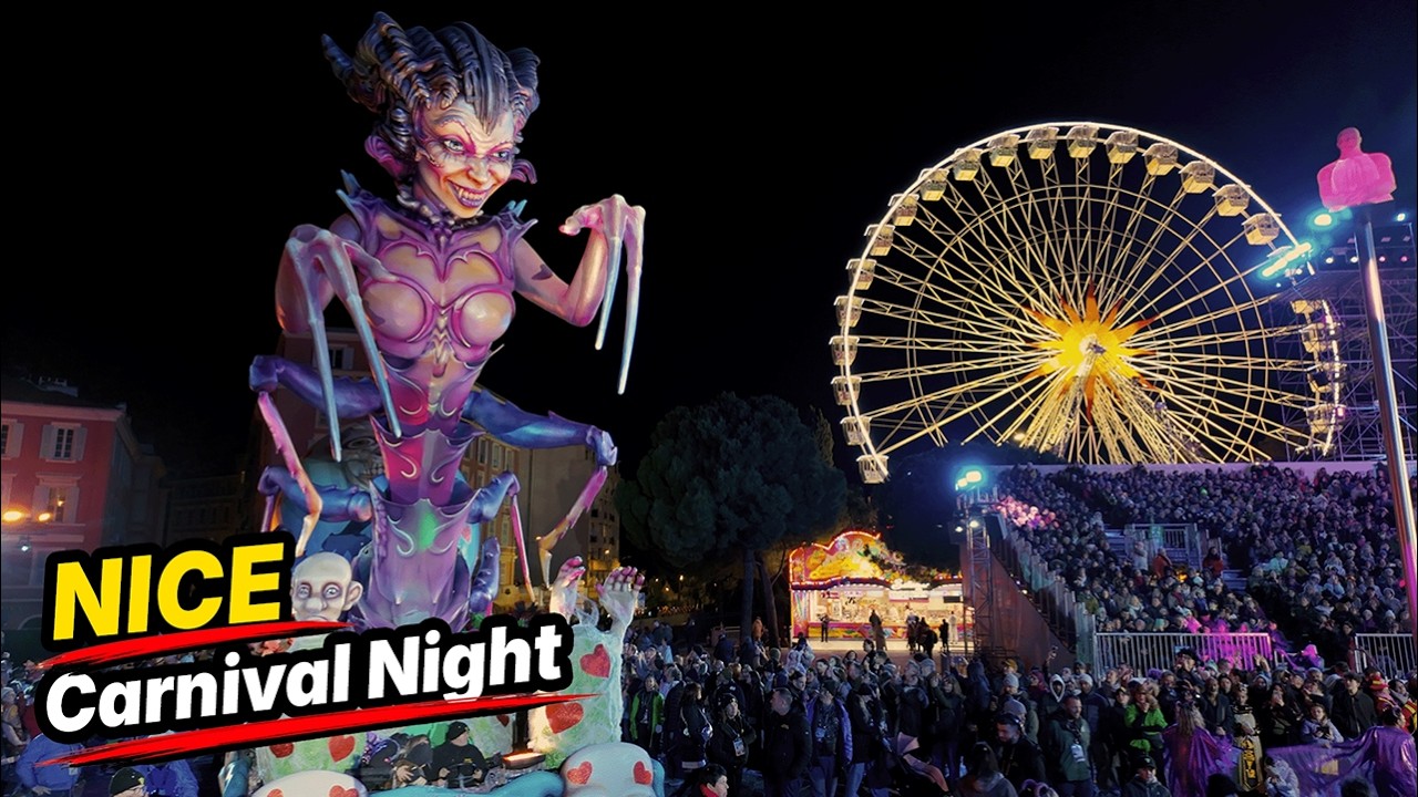Nice Carnival 2026 Opening Night at Place Masséna | Parade Illuminé – Vive la Reine (4K)