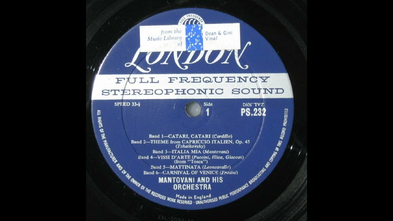 CARNIVAL OF VENICE (Traditional arr. Milner) Mantovani and his Orchestra