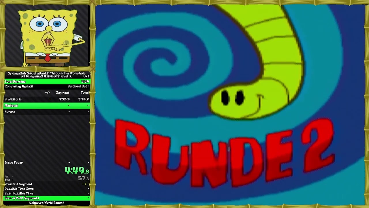 [PB/WR] All Minigames: Difficulty level 3 in 10:13 - Spongebob Squarepants Through The Wormhole