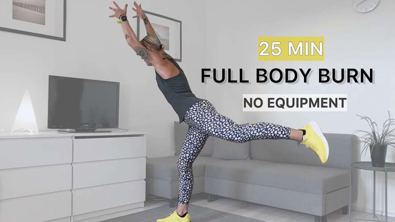 FULL BODY BURN | No Equipment | No Repeat | Warm Up + Cool down