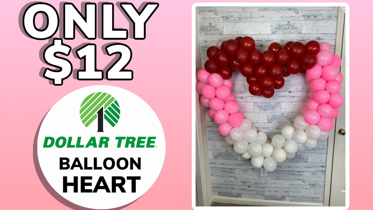 DIY:Dollar Tree Balloon Heart| $12| Beginner Friendly|balloon garland tutorial |no stand|no helium