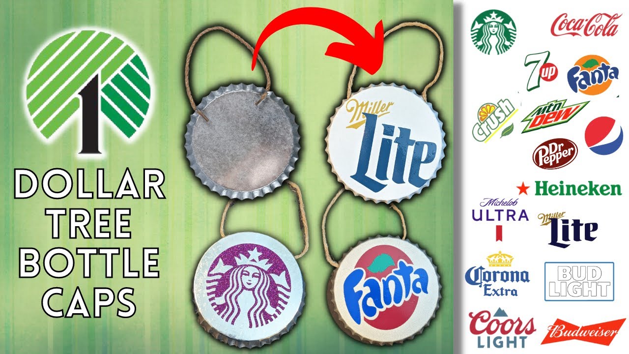 Dollar Tree Bottle Cap Ideas with Cricut! | Dollar Tree DIY