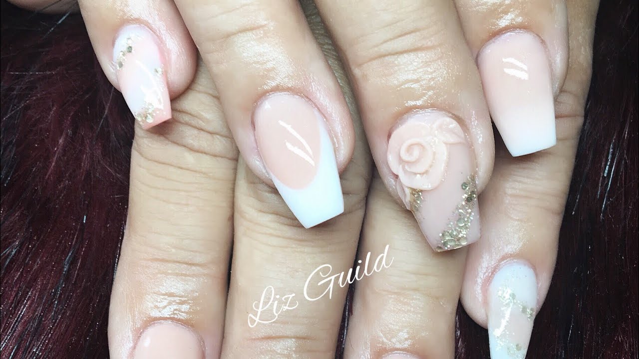 Acrylic Nails | French | Ombre | 3D Rose