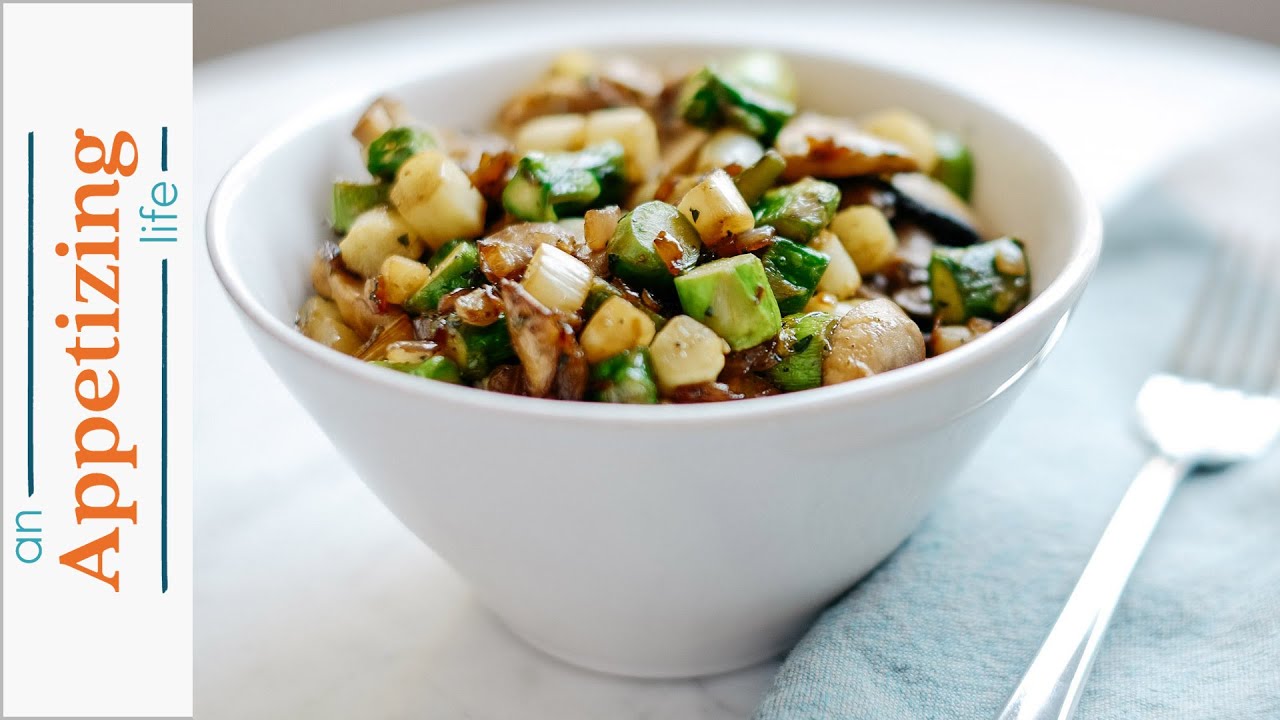 Sautéed Asparagus, Mushrooms and Red Onions | Healthy Vegetarian Side Dish