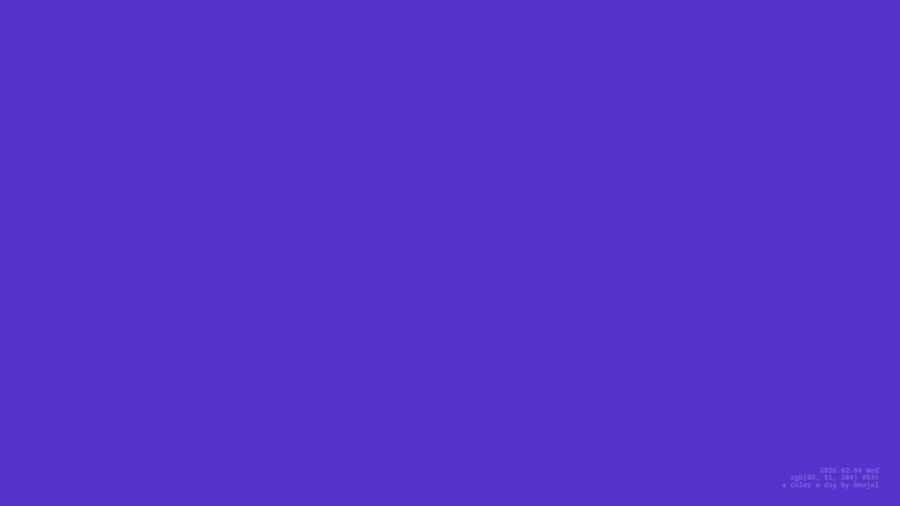 A Color a Day - #53c rgb(85, 51, 204) - 2026.02.04 - 12-bit RGB Colors by @majal