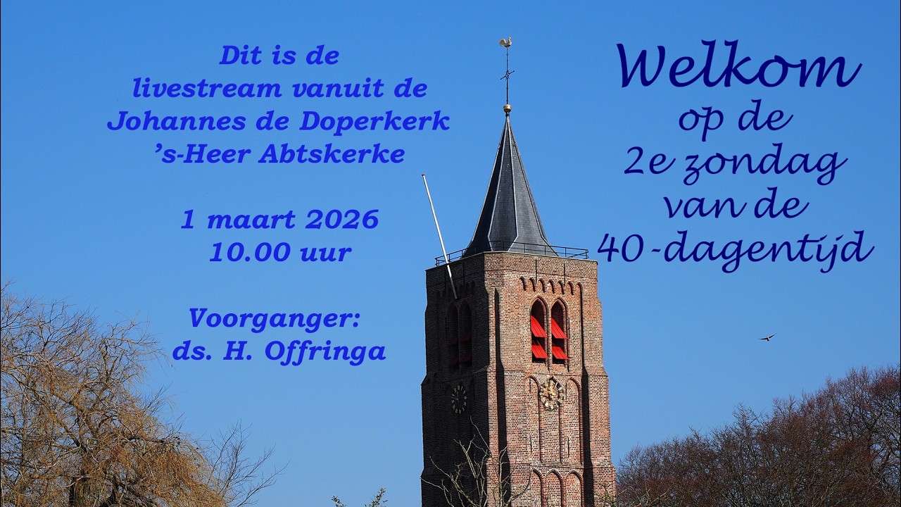 Kerkdienst zondag 1 maart 2026