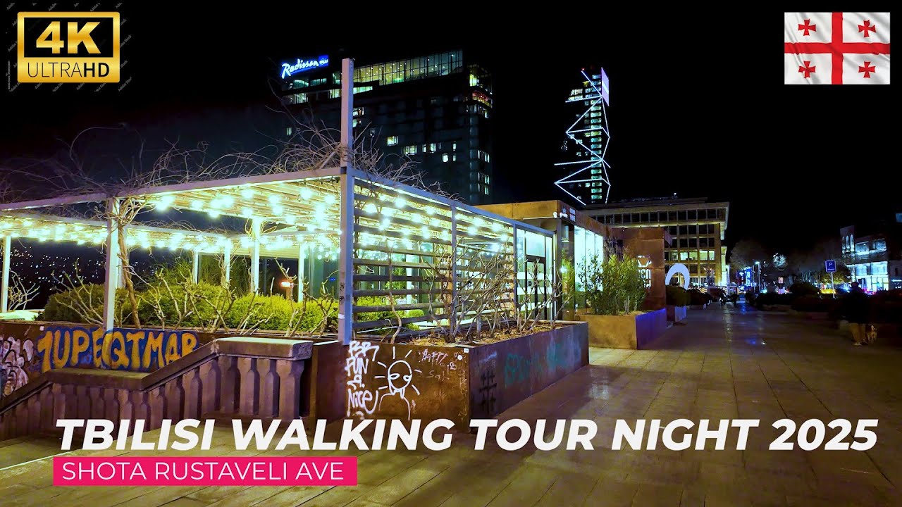 【4K】 Walking Tour in Night Tbilisi, Georgia | Shota Rustaveli Ave 2025