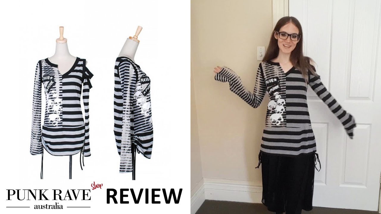 Punk Rave Australia Review! Punk Off The Shoulder Striped Skull Print Tee