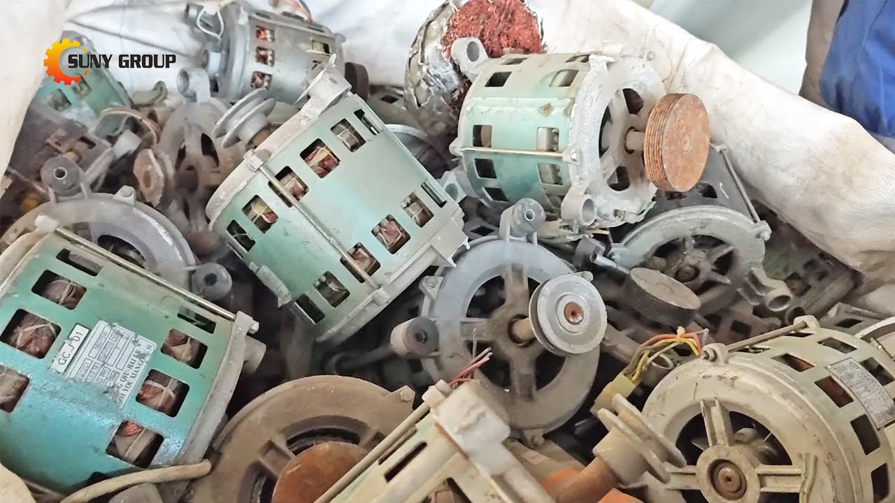 How Stator & Rotor Are Crushed & Separated | Full Motor Recycling Process