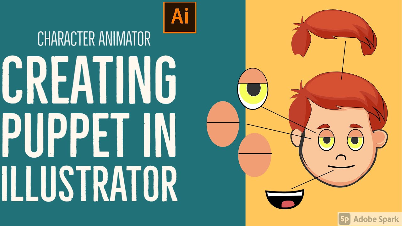 Adobe character animator TUTORIAL (Beginners) | How to create PUPPET in illustrator step by step