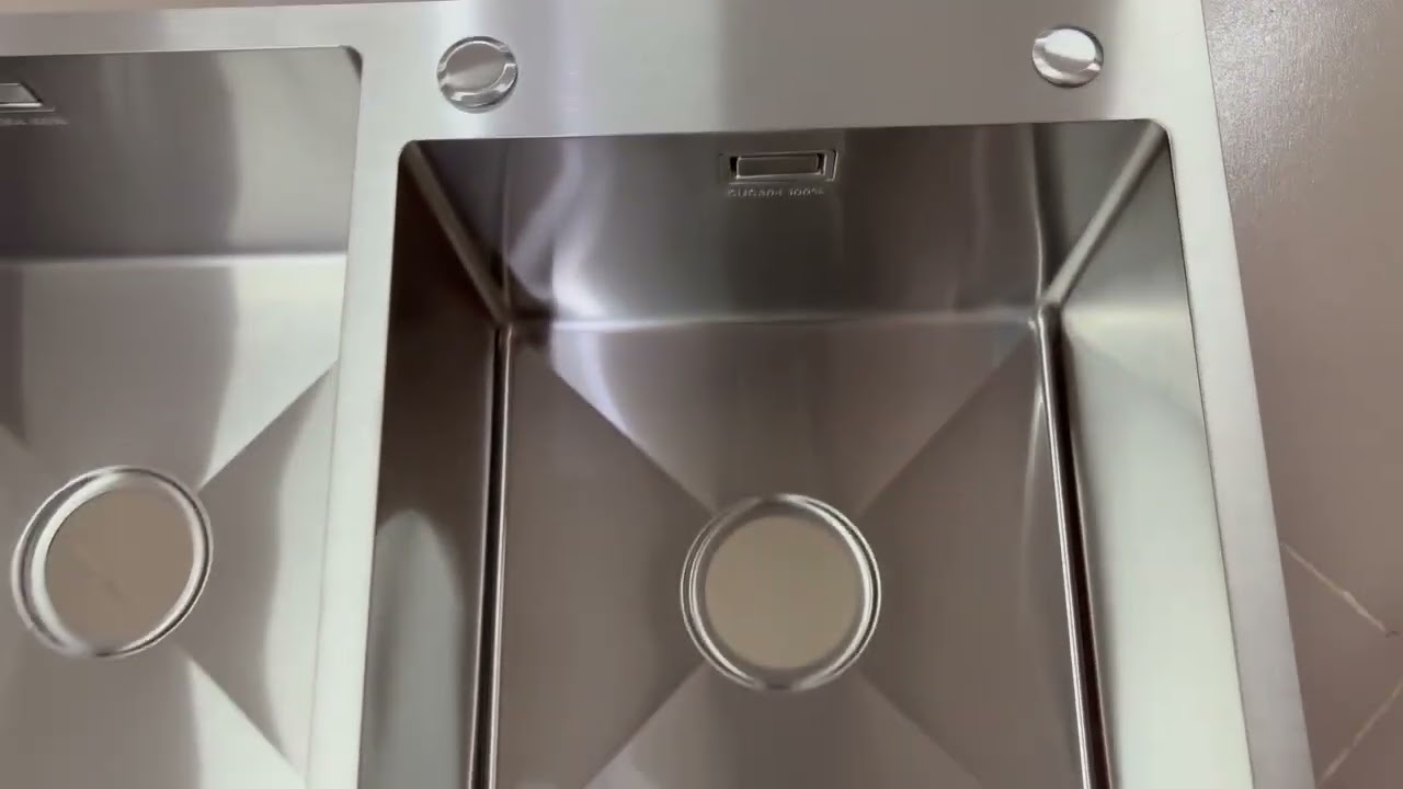 Chậu 2 hố 82x45 lệch inox 304