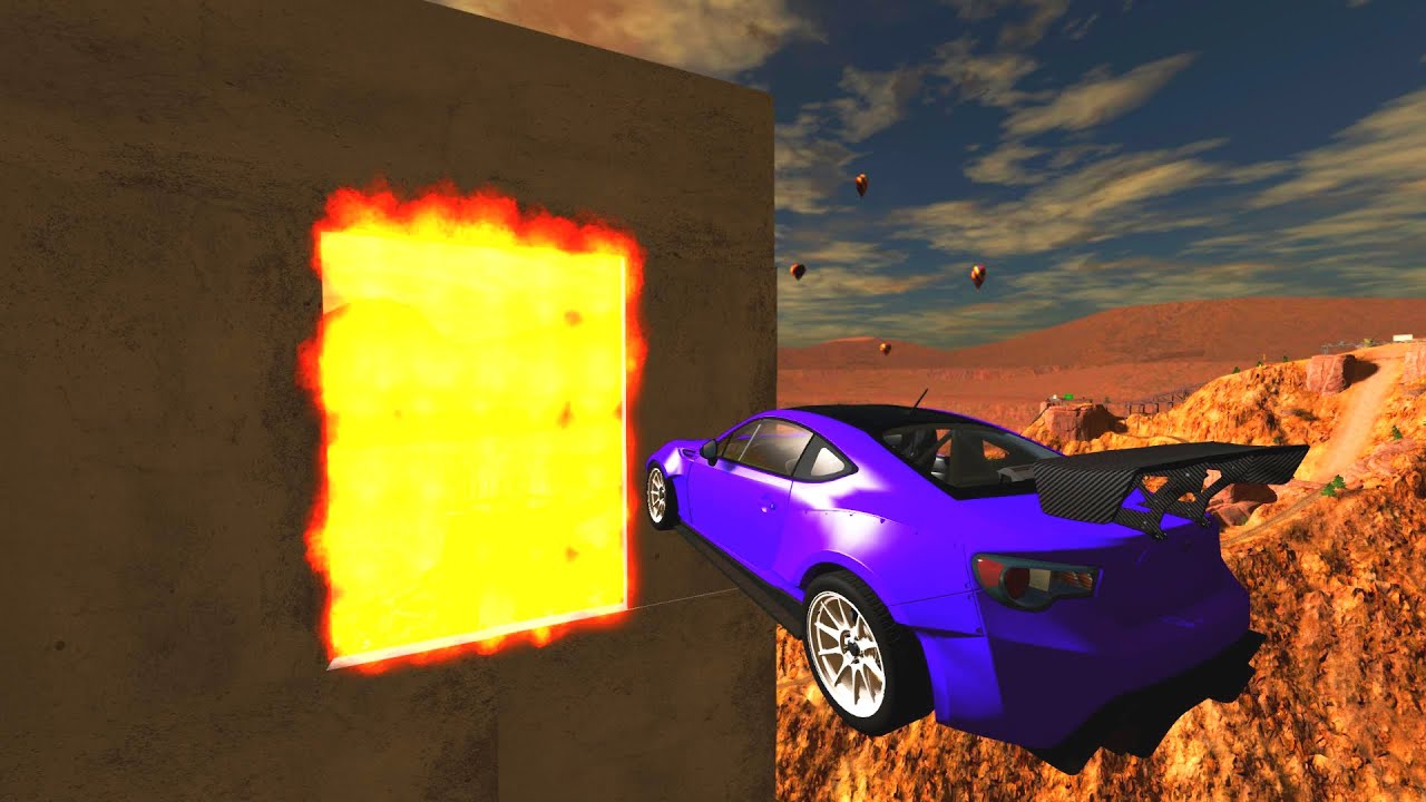 Cars Jumping Through Fire Wall - Beamng drive (Giant Fire Wall)