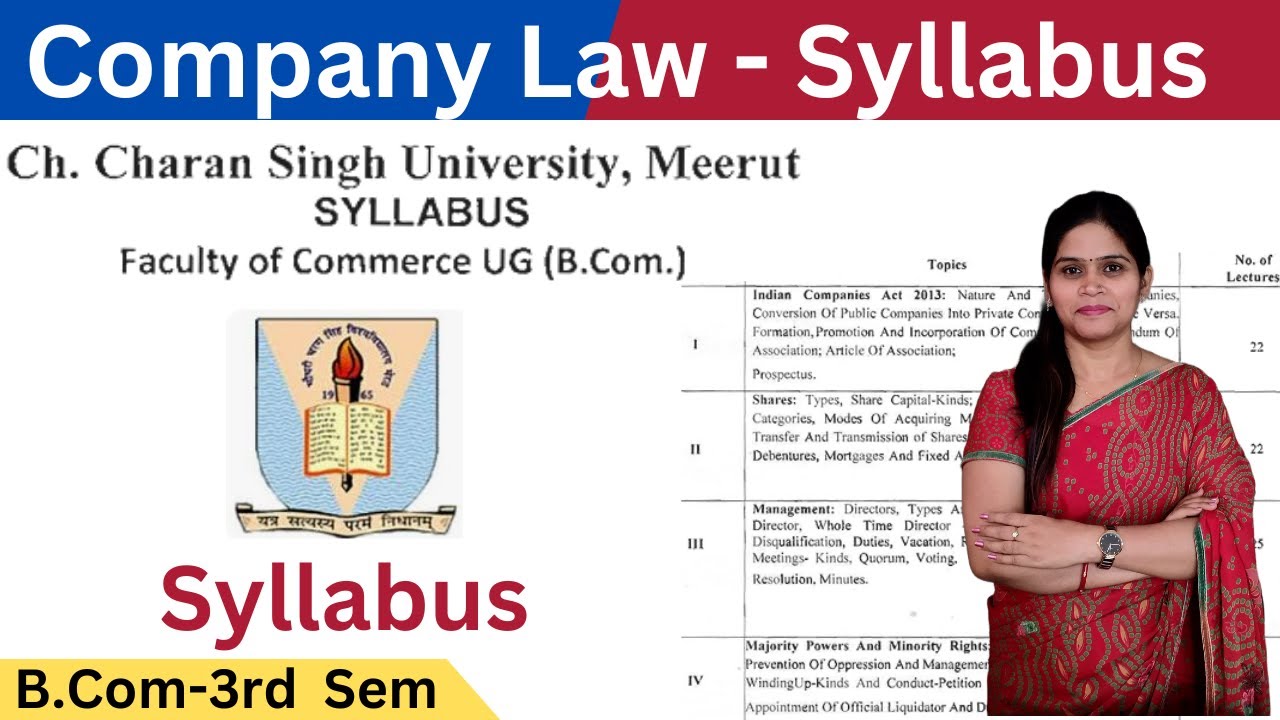 Company Law Syllabus | B.com Course | BBA Course | CCS University B.Com Company Law Syllabus |