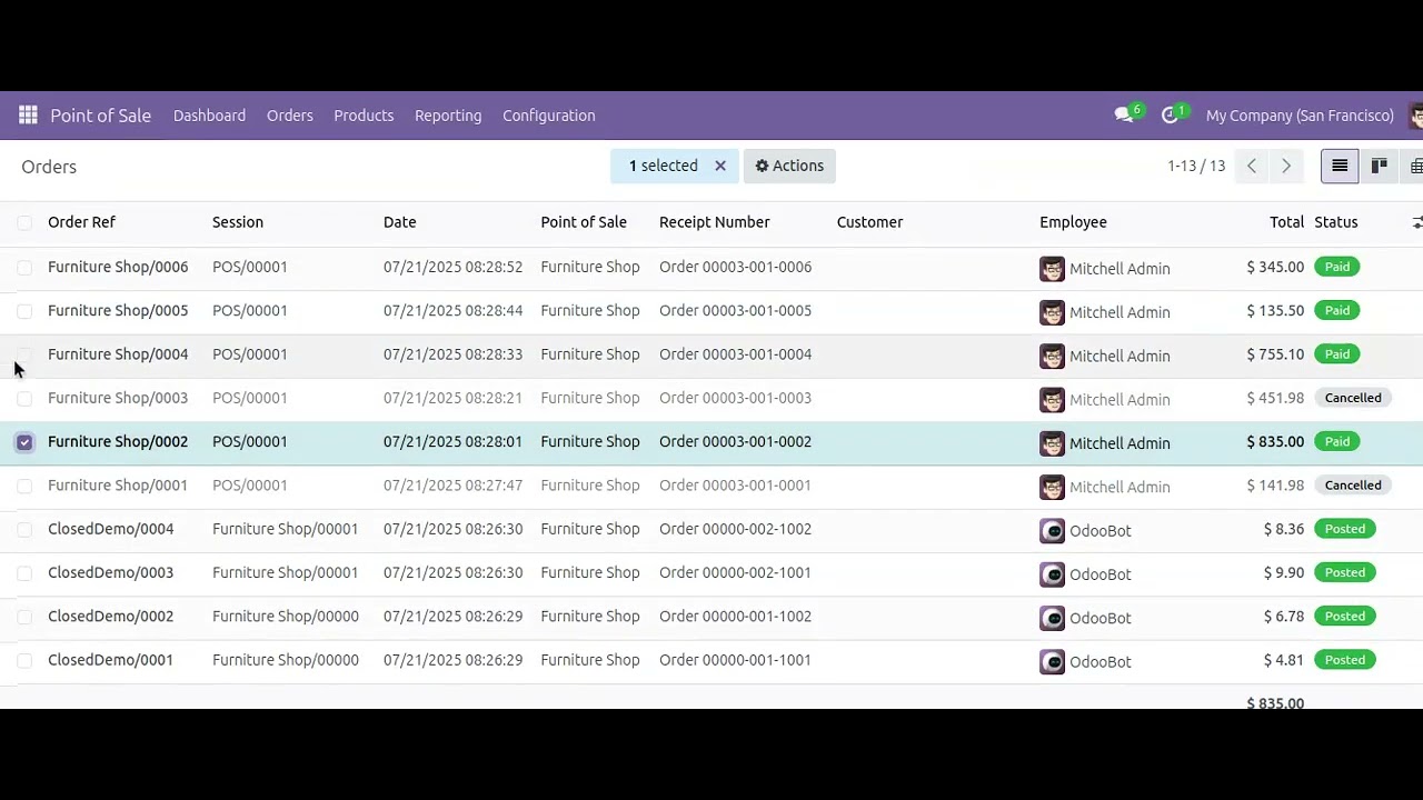POS Merge Orders - Merge Order From Backend Odoo