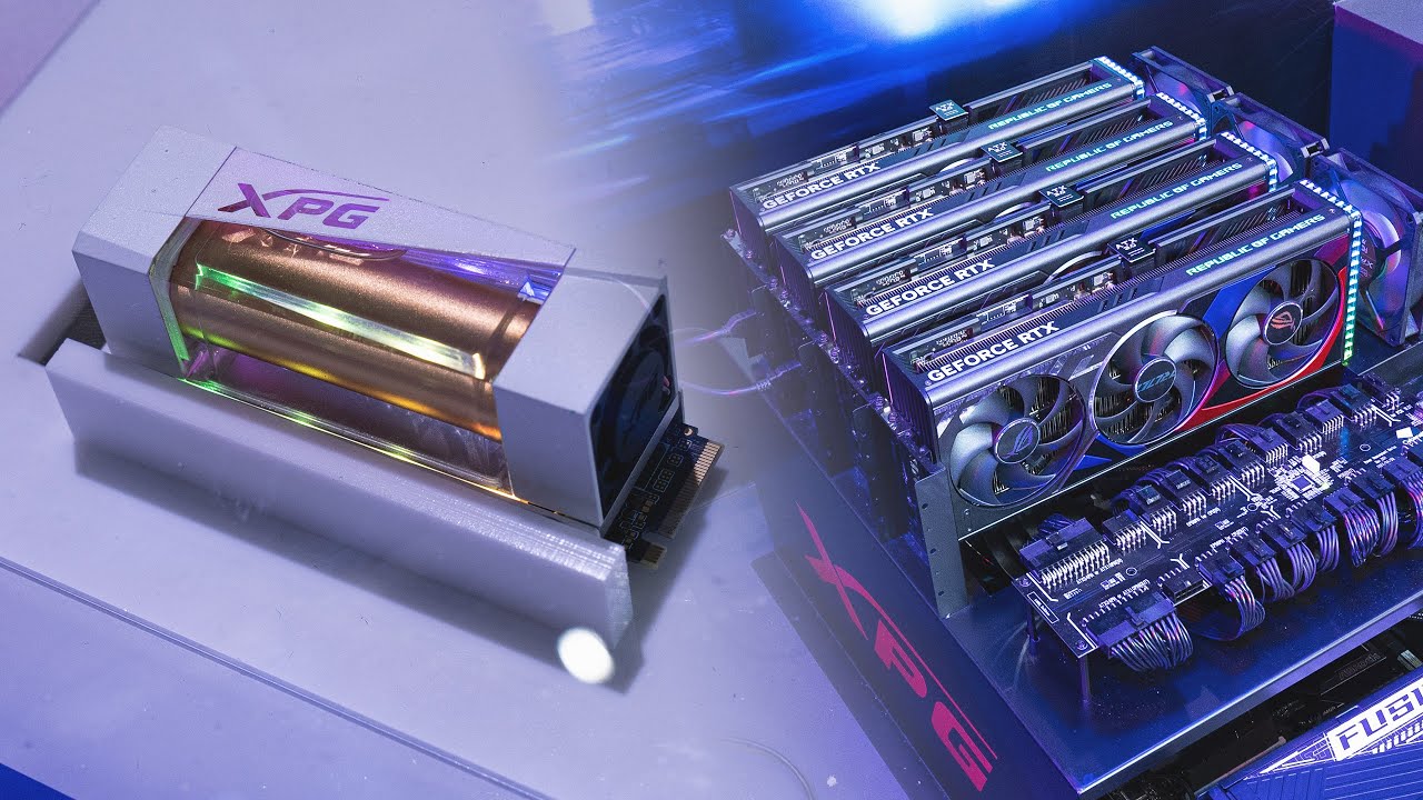 4x 4090s, ONE PSU!! | Liquid Cooled GEN5 SSD? - XPG Computex 2023