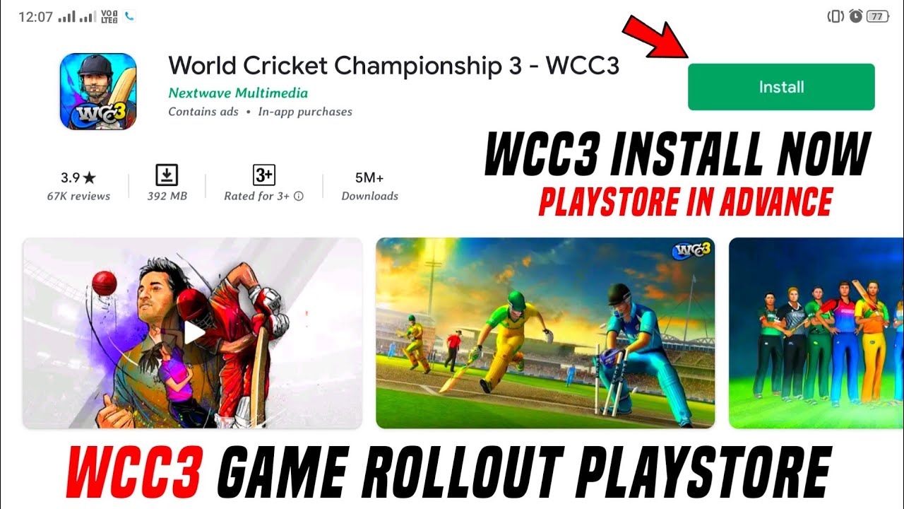 WCC3 INSTALL Now On PlayStore !! Rollout BIG Surprise [Download In Advance] !! HD Graphics !!
