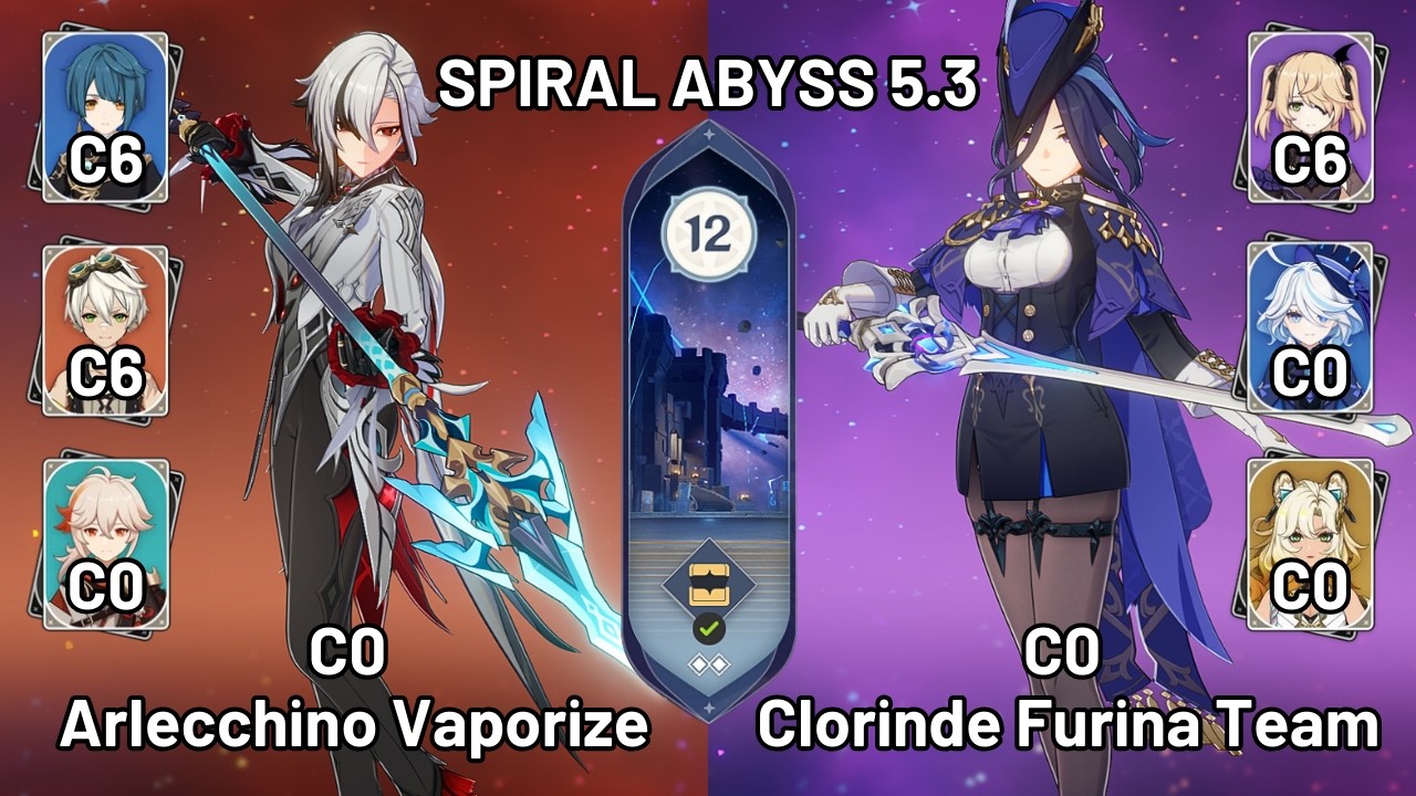 C0 Arlecchino Xingqiu Vaporize & C0 Clorinde Furina Taser Team | Spiral Abyss 5.3 | Genshin Impact