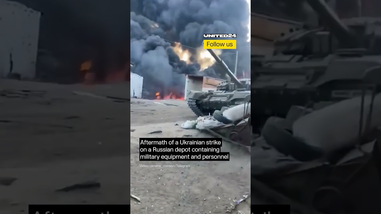 Aftermath of Ukrainian Strike on Russian Depot With Military Equipment #warinukraine