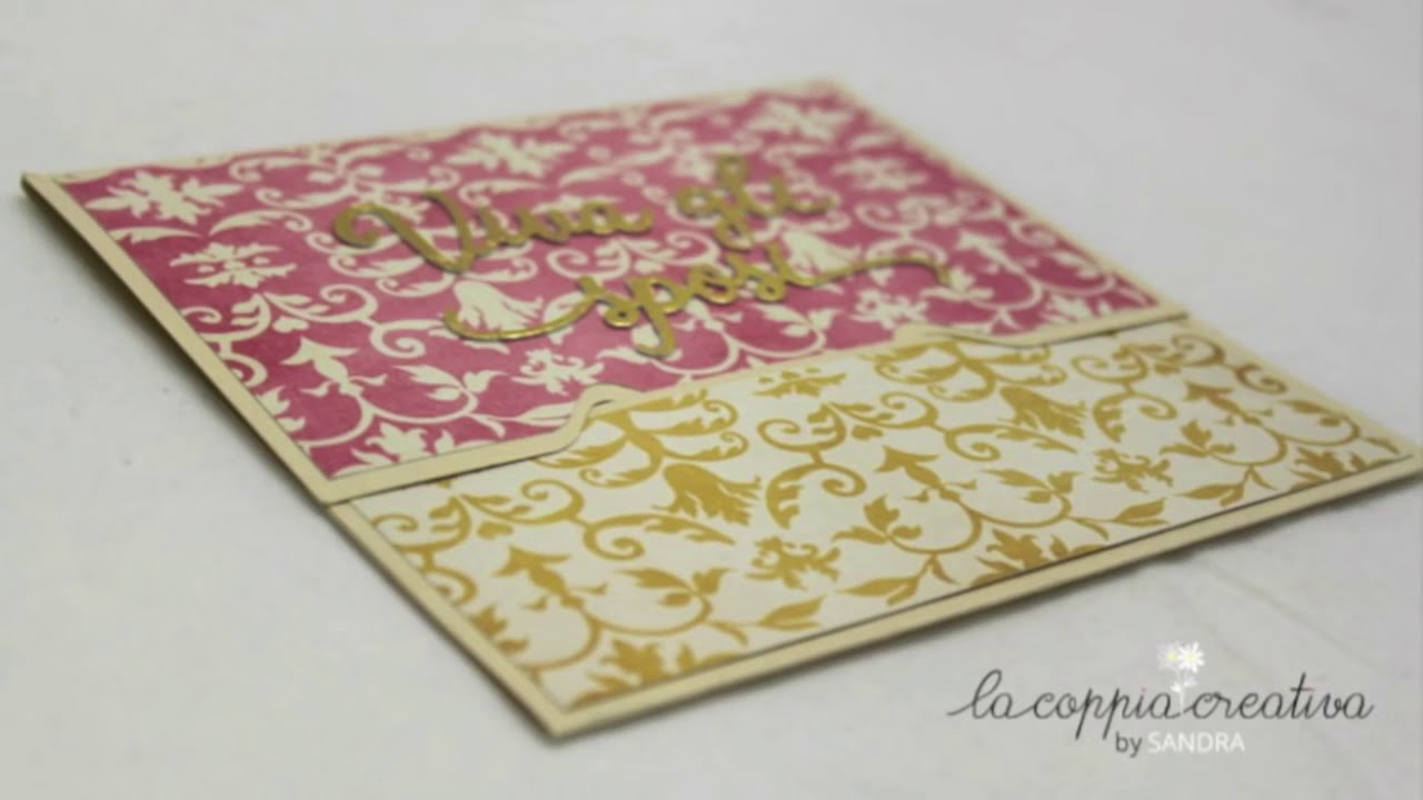 Card Portasoldi con Envelope punch board-Biglietto auguri matrimonio con tasca-Scrapbooking