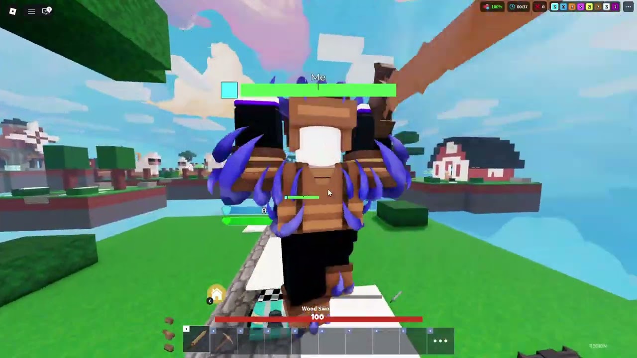Playing roblox bedwars on my laptop