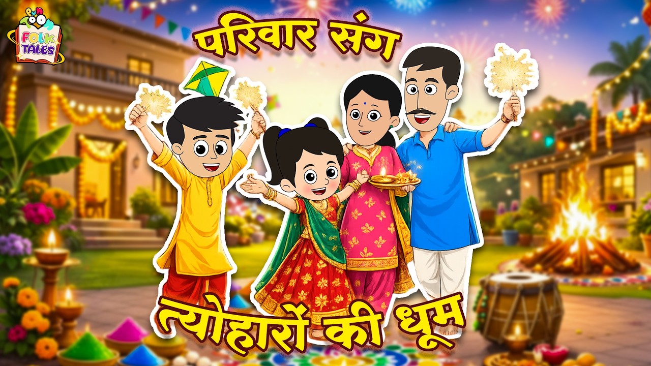 परिवार संग त्योहारों की धूम | Hindi Folktales | हिंदी नैतिक कहानियां | Cartoon |Puntoon Kids Stories