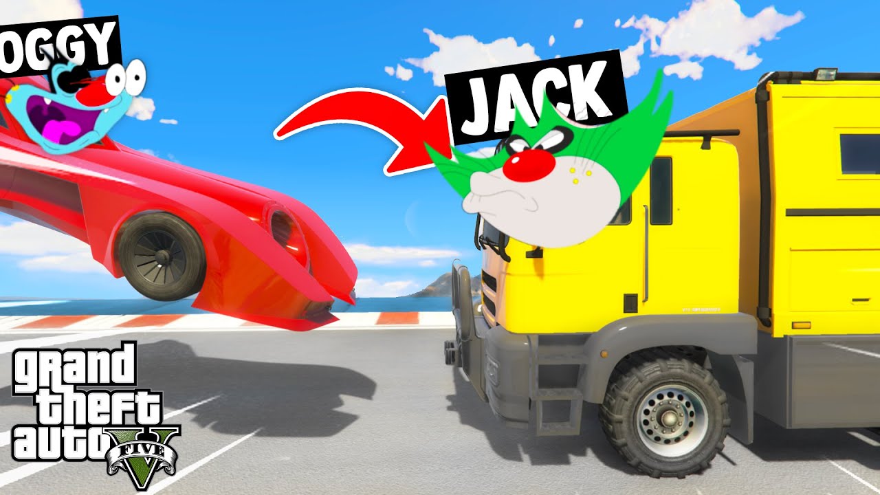 OGGY PUSHING JACK AND PINKA IN FACE TO FACE CHALLENGE (GTA 5 Funny Moments)