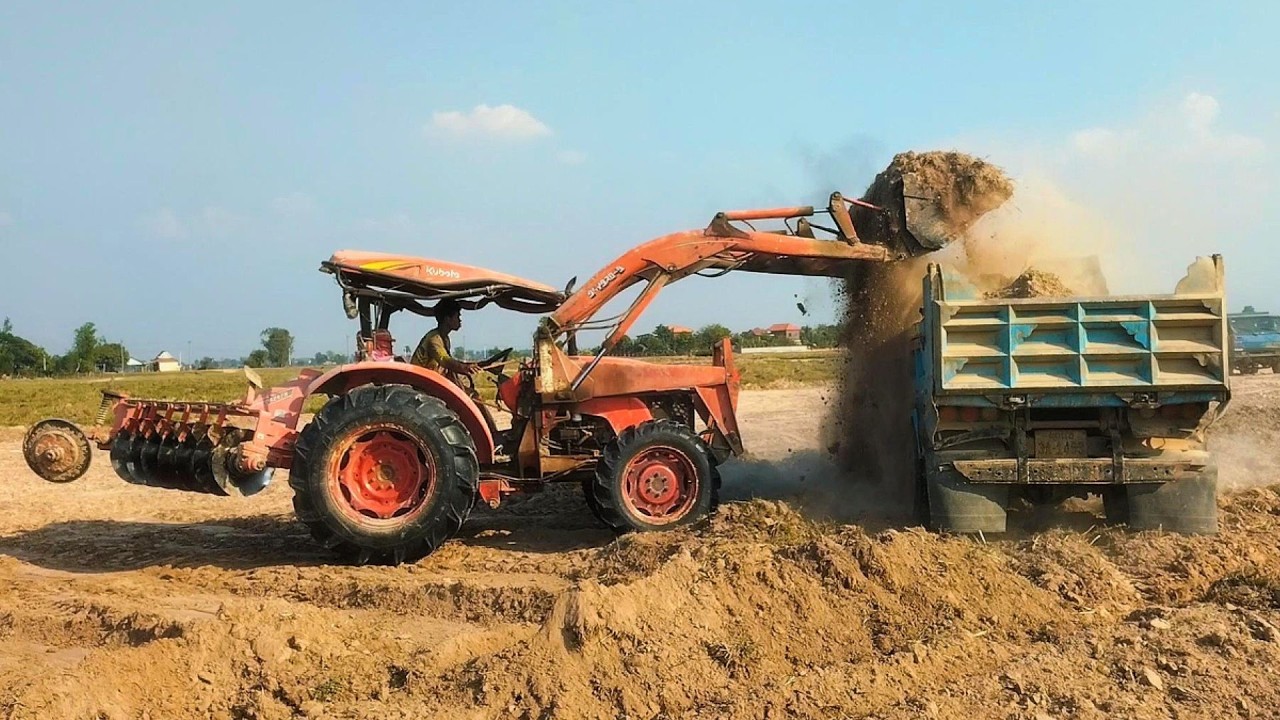 Tractor and Dump Truck Real Work at Field Site | Heavy Equipment in Action