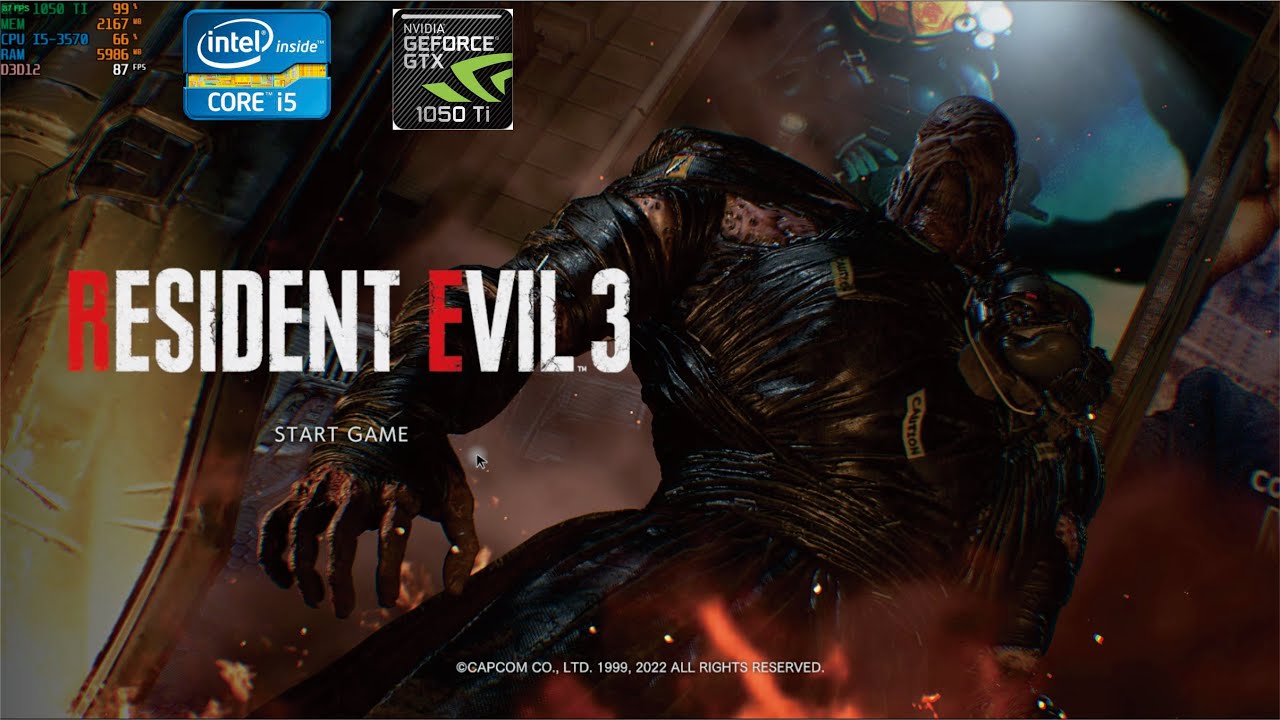 Resident Evil 3 remake intel I5 3570 Nvidia Gtx 1050 Ti benchmark best setting 2023