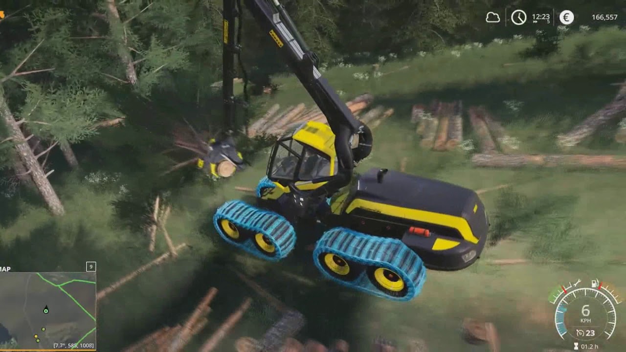 Fs19 cutting down trees on hom&aring;kra Timelapse
